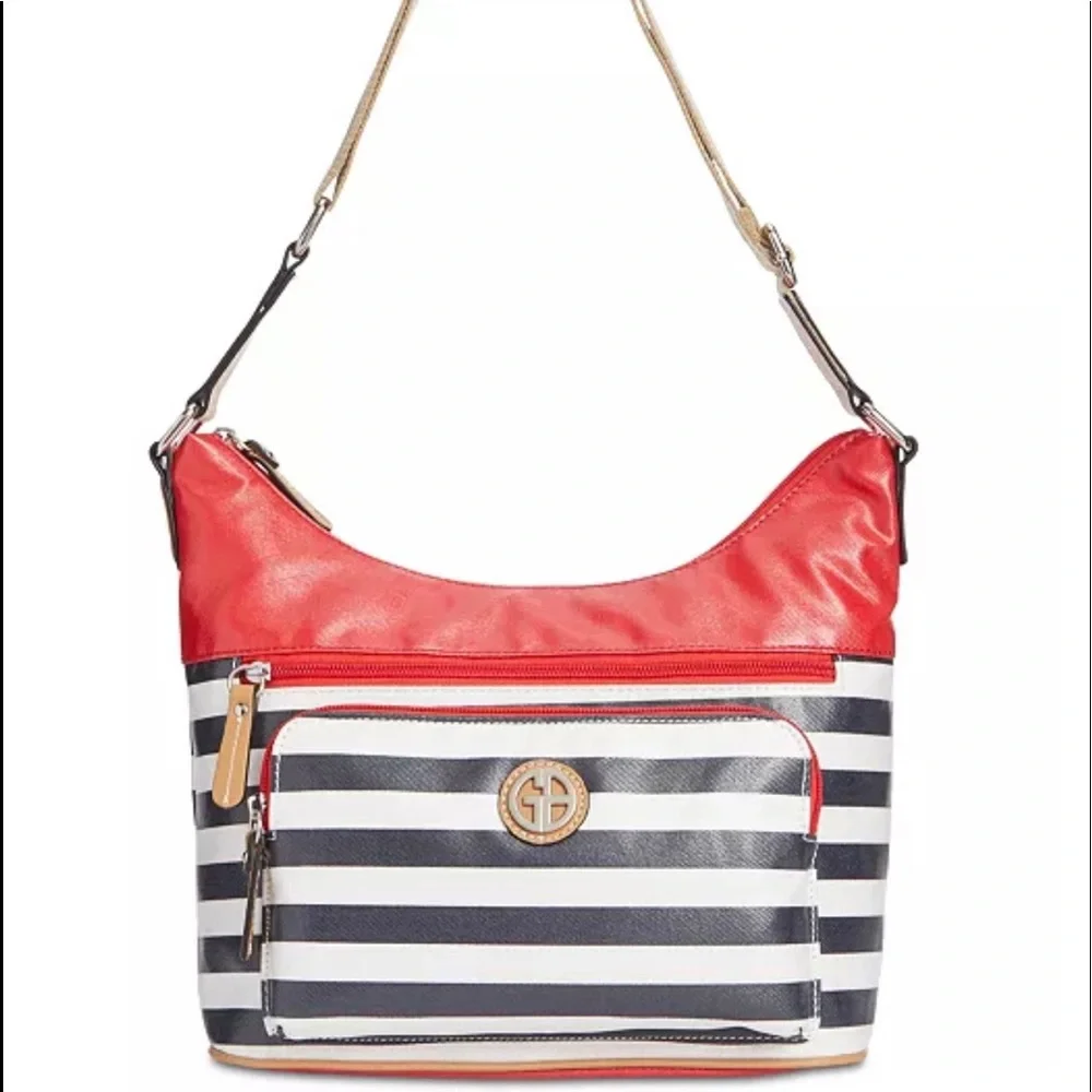 NWT GIANI BERNINI CANVAS STRIPE HOBO SHOULDER CROSSBODY